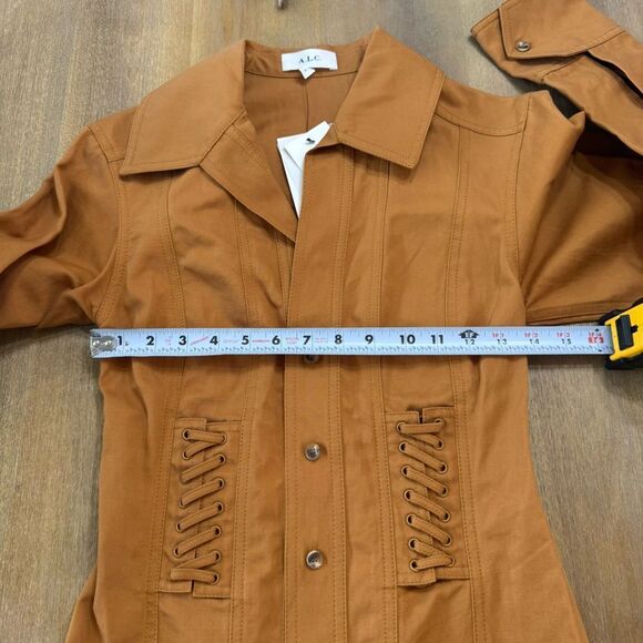 A.L.C. Paisley Shirt Dress Size 0 Cotton Hemp Blend Western Chic - Picture 8 of 16